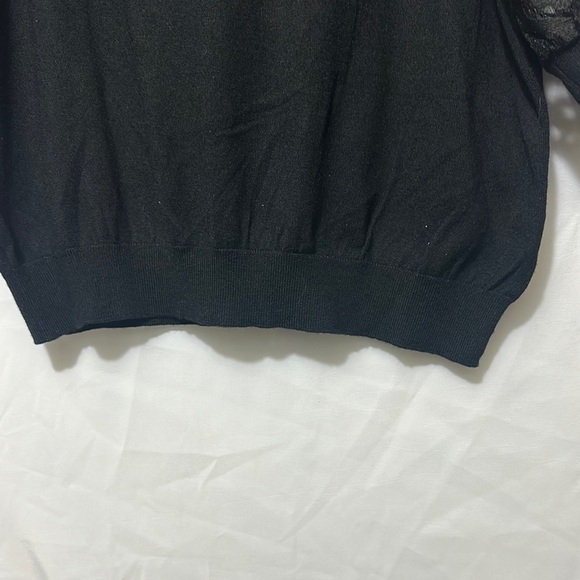 Black Embellished 3/4 Sleeve Boxy Hoodie - Picture 4 of 7